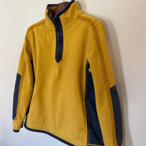 Fat Face “The Airlie” Quarter Zip Pullover – Mustard & Navy – Size Large - Picture 3 of 6